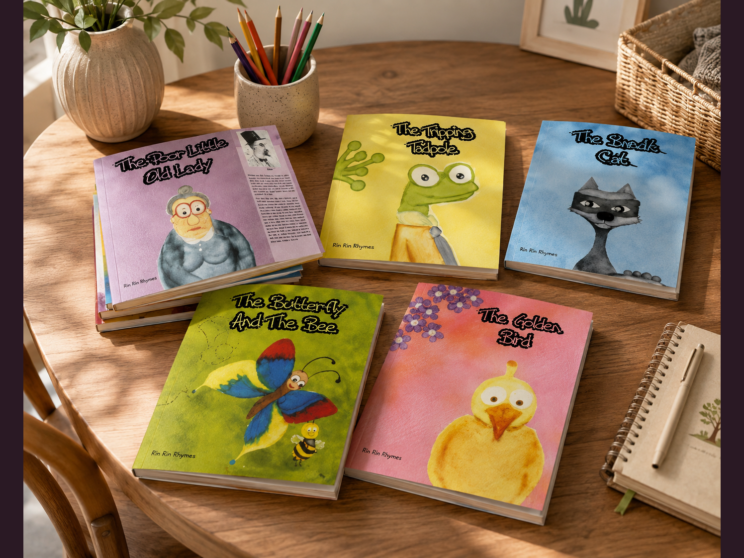 Book Covers for Kids — Watercolour cover set for Rin Rin Rhymes · Dian Publishing